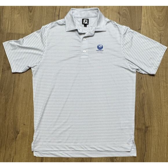 Footjoy Polo Mens Medium Golf Shirt Striped Short Sleeve Haig Point Logo - Picture 1 of 8